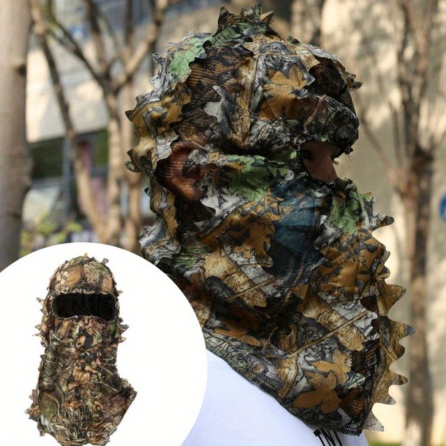 CamSolomon Leafy-Masque facial 3D imbibé, chapeau de dinde, vêtements de sauna, accessoires de chasse, chasseur de camouflage, 1 pièce