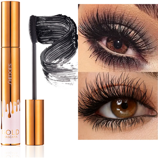 Thick Curly Eye Black Waterproof Non Smudging Slim Durable And Makeup Free Eye Black Gold Color Mascara