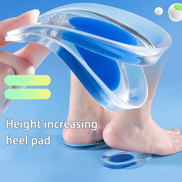Soft Silicone Shock Absorbing Insoles Men's and Women's Invisible Height Increasing Half Cushion Pain Relief Foot Care Insoles