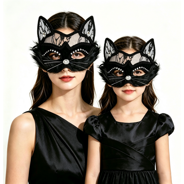 Sexy Black Lace Cat Face Mask Venetian Masquerade Eye Mask Christmas Party Cosplay Women Girls Headdress Halloween Fancy Mask