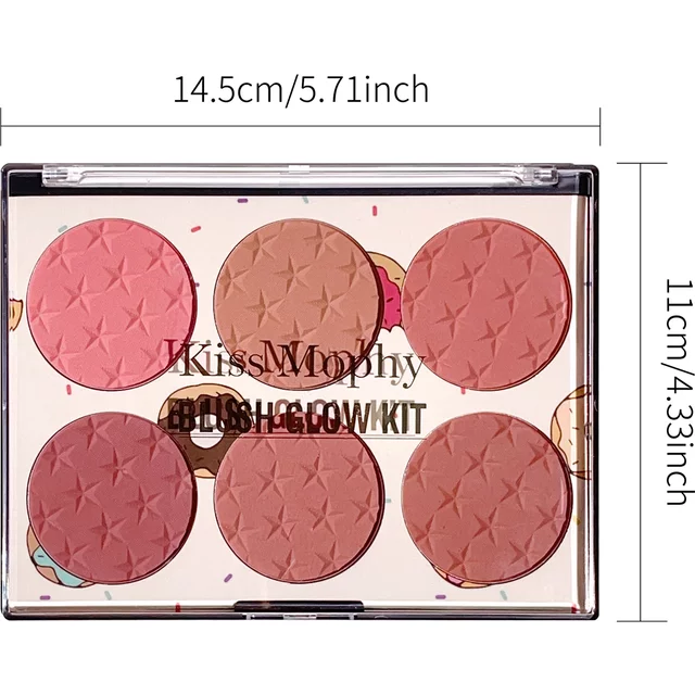 Natural Makeup 6-color Blush Palette – Sweet & Charm Light Shades for Brightening Matte Watercolor Effect Perfect for Days