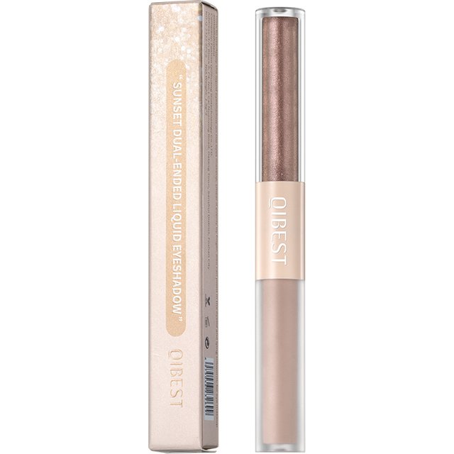 QIBEST Double-ended Flash Liquid Eyeshadow Contour Blush Pigment Silk Flash Matte Natural Blush Makeup Cream