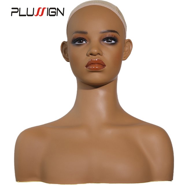 African Mannequin Head With Shoulders For Wigs Display Make Up Wig Head With Anti Slip Caps Female Mannequin To Put Wigs