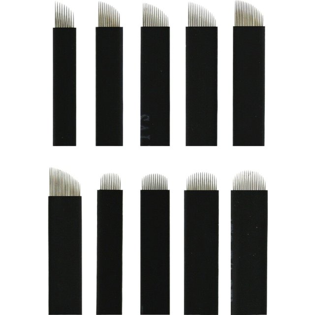 100Pcs 0.18mm Black Blades Microblading Flex U Shape Tattoo Needles Permanent Makeup Eyebrow Manual Pen