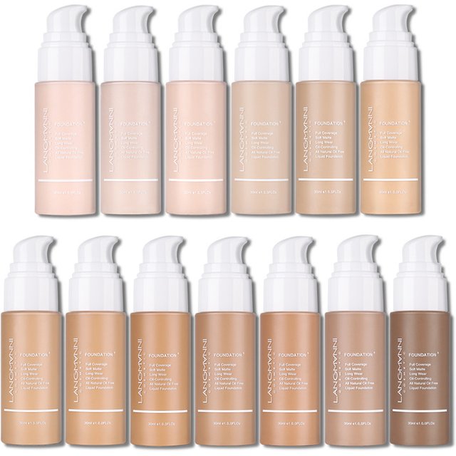 Langmanni 30ml Matte Face Foundation Cream Waterproof Liquid Foundation Oil Control Cover Base Concealer Makeup Cosmetics