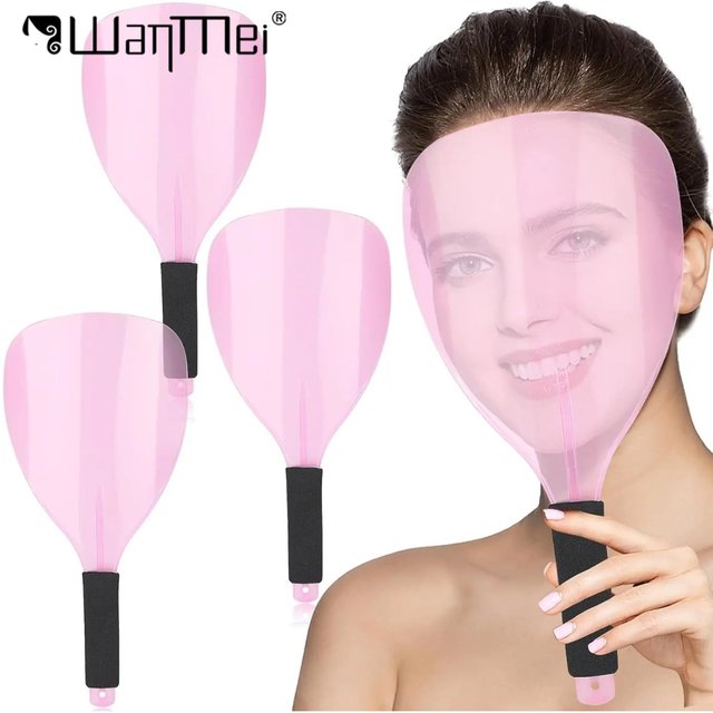 3pcs Plastic Hair Salon Face Shield Haircut Face Protector Mask with Sponge Handle Reusable Face Mask Cover Makeup Tools Salon