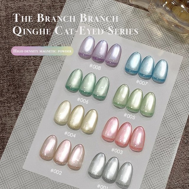 MIANEL 12ML Litchi Green Lotus Cat Eye Gel Nail Polish 2026 Flash Mirror Glass Beads Nail Polish Pink Nails
