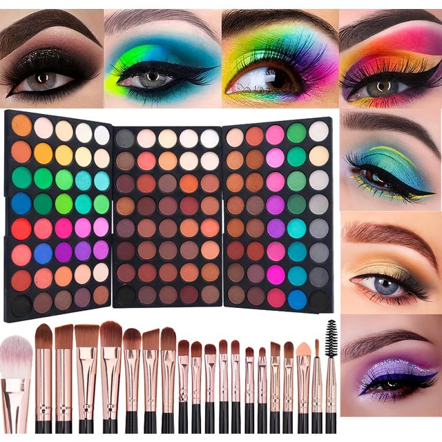 120 Color Makeup Eyeshadow Platte with 20 Bruses Cosmetics Durable Waterproof Matte Makeup Palette Makeup Eye Shadow Plate