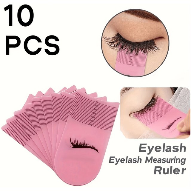 10Pcs Pink Eyelash Eyebrow Ruler Lash Mapping Tool Reusable Symmetry Gauge Length Curl Measure Makeup Extensions Salon