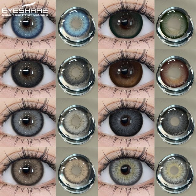 EYESHARE 2Pcs Color Contact Lenses for Eyes Cosmetic Black Lenses Big Eye Lens Gray Pupils Lens Yearly Disposable Colored Lenses