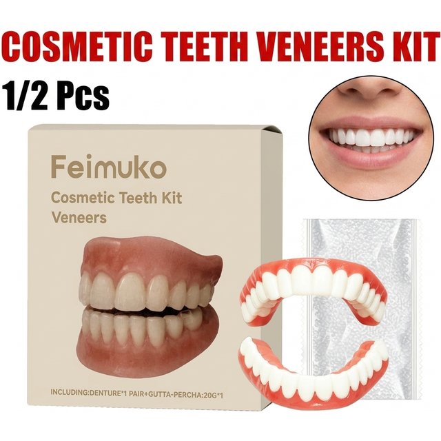 Complete Set of High-end Silicone Dentures with Perfect Fit and Adjustable Dentures Confident Smile and Oral Care Reusable Teeth
