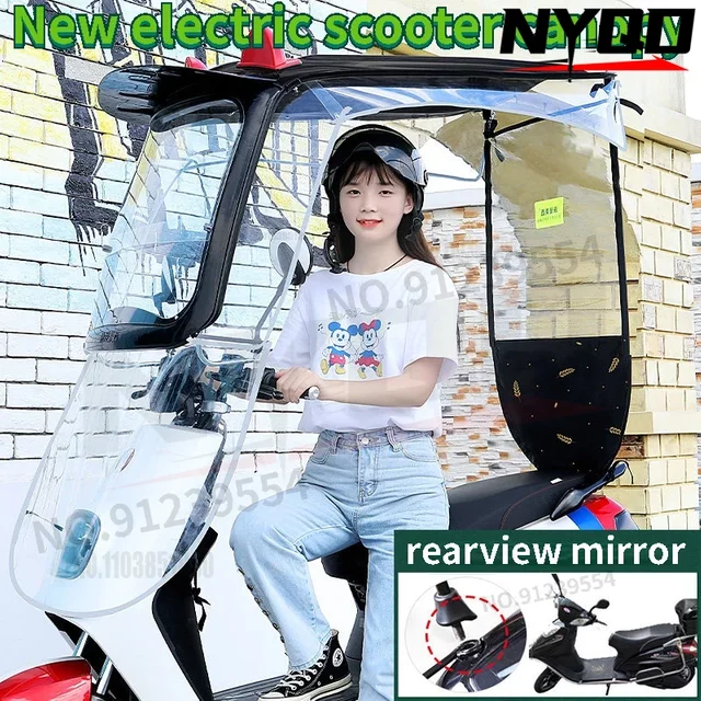 with rearview mirror Electric scooter special thickened carport awning battery car windshield sunscreen rainproof moto acessorio