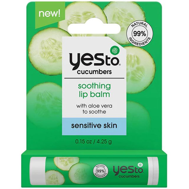 Yes To Cucumbers Soothing Lip Balm 4.25g with Cucumber Extract & Aloe Vera for Sensitive Lips