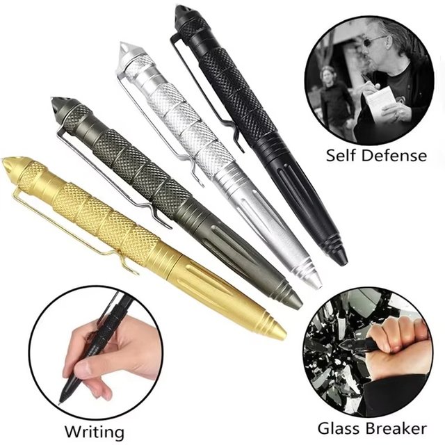 Stylo tactique militaire multifonction, stylo à bille pour école et bureau, stylo brise-verre d'urgence en métal, outil d'autodéfense EDC, fournitures