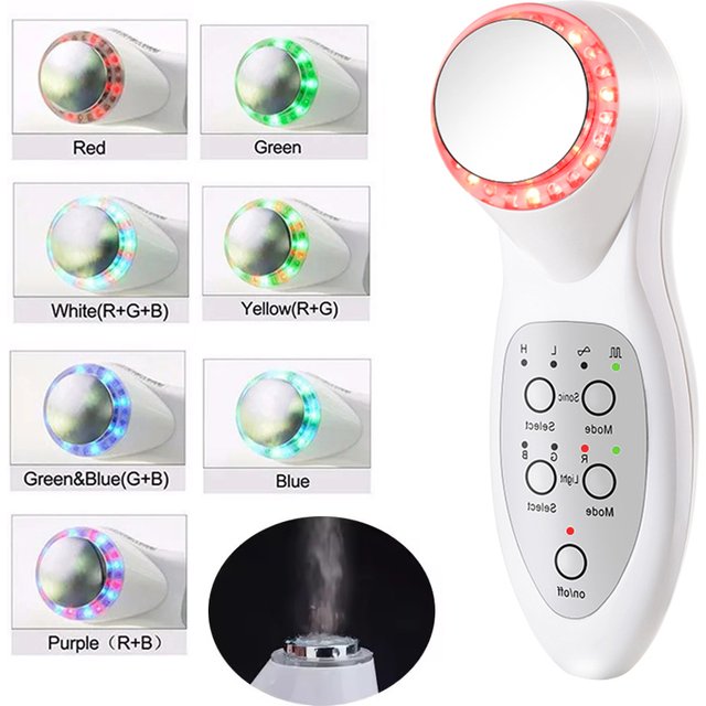 1Mhz 3Mhz Electric Ultrasonic Face Cleanser Massager 7 Colors Photon Sonic Lifting Facial Skin Care Anti Aging Wrinkle Removal