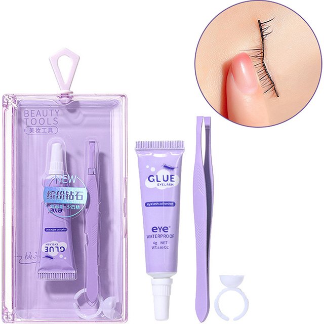 Eyelash Glue With Tweezers Set Waterproof Quick Dry Self Adhesive Not Irritating Eyelashes Extension Glues Eyes Makeup