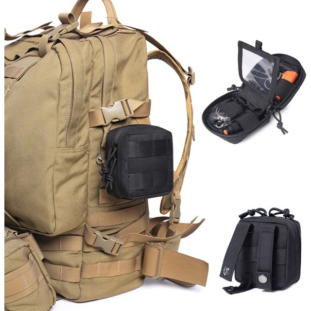 Utilitaire Molle EDC pochette Mini couteau boussole lampe de poche porte-carte en plein air