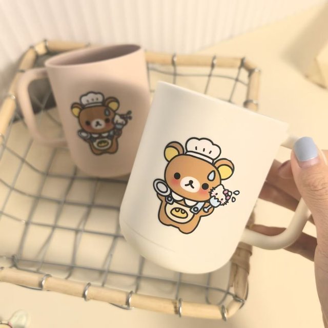 Rilakkuma Cartoon Toothbrush Cup, High‑Aesthetic Couple Mouthwash Cup Household Bathroom Drinking Cup
