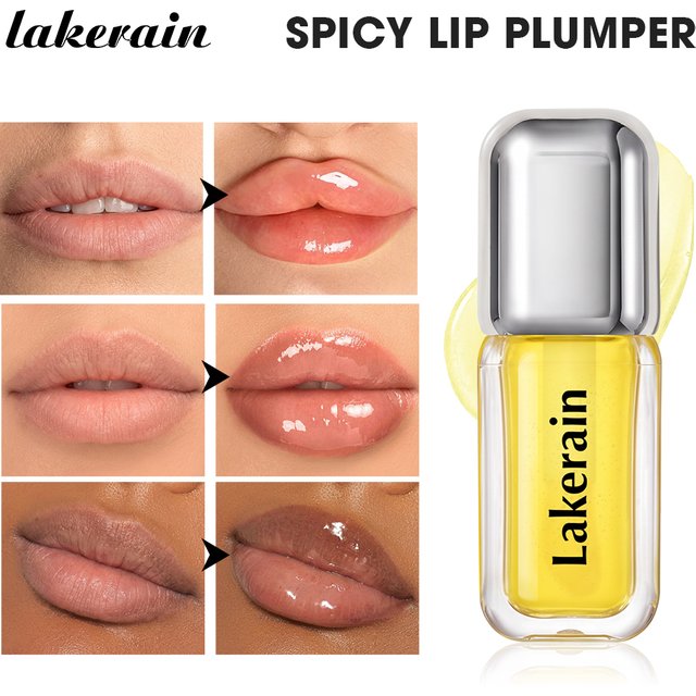 Spicy Tingle Plumping Lip Gloss High Shine Glossy Hydrating Non Sticky Lip Volumizer Serum Instant Fuller Lips Enhancer Cosmetic