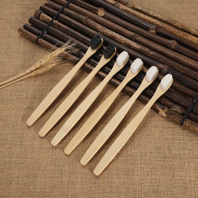 4Pcs 20000 Extra Soft Bristle Toothbrushes for Adults,Natural Wooden Organic Micro Nano Bamboo for Sensitive Gums