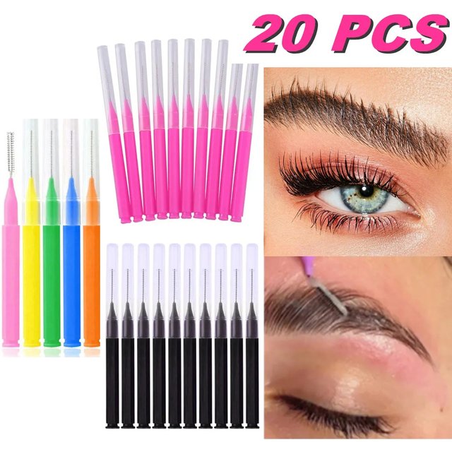 20Pcs Mini Eyebrow Brush Brow Perm Brush Disposable Brow Lifting Brushes Bendable Micro Eyelash Brush Applicators Makeup Tools
