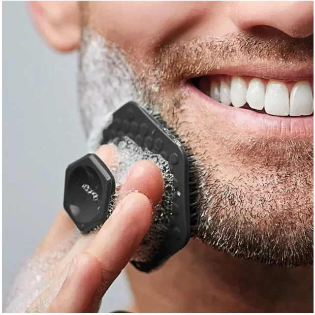 Exfoliating Silicone Brush Cleanser No Slip Handle Body Scrubber Cleans and Massages Skin Bathroom Accessories Bath Brush