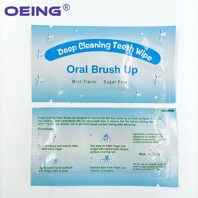 OEING 50/100pcs Deep Cleaning Teeth Wipes Up Finger Wipe Tooth Cleaning Teeth Whitening Aid Dental Brush Oral Hygiene Care Tool