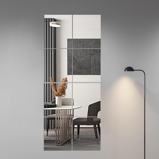 30*25cm/35*30cm 4PC Silver Acrylic Mirror Stickers for Girls Makeup Bathroom Dressing Bedroom Yoga Studio Decor Photography Prop