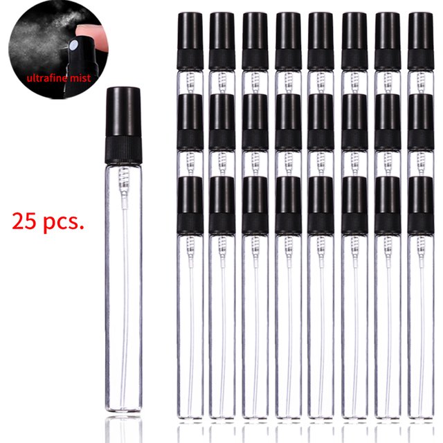 Flcopropriété pulvérisateur à pompe, d'extraction pulvérisateur, d'extraction de parfum en verre, idéal pour le voyage, tous les jours, 10ml, 25 pièces par paquet