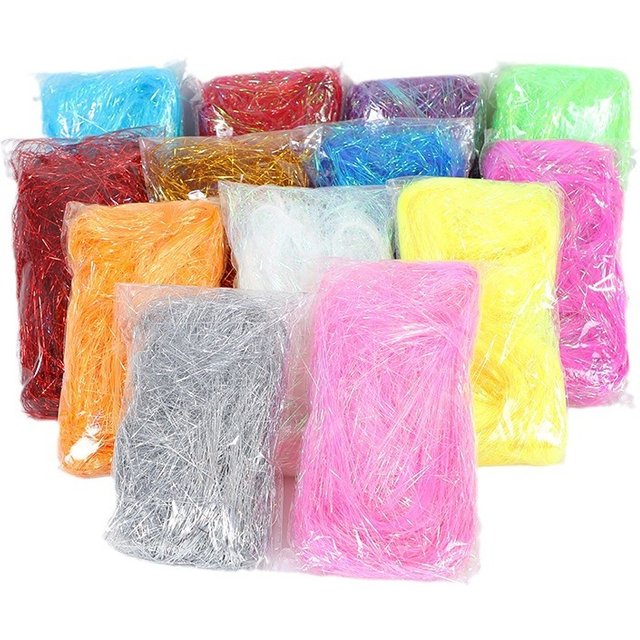 Raffia Shredded Paper Gift Box Filler, Colorful Symphony Straight Paper, High-Grade Cosmetic Decoration Material Packaging, 8g