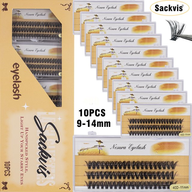 10 Boxes 10D-50D 600pcs Individual Lash Clusters 9-14mm Soft Lightweight Reusable False Eyelashes Makeup Natural、Fluffy、Wispy、So