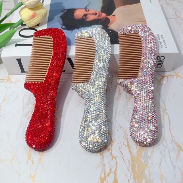 Bling Natural Peach Wood Hair Comb Close Teeth Anti-static Head Massage Hair Care Wooden Comb Styling Tool Beauty Accessories