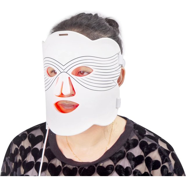 SAIDI Home Use Silicone LED Mask with Red Light Therapy 630nm 830nm Infrared Facial Mask Wearable Device US Plugs Pain Relief