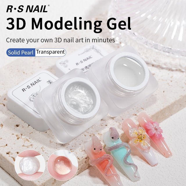 RSNAIL 5ml Clear Carving Flower Nail Gel Non Stick Hand Solid Pearl Sculpting Gel Nail Polish 3D Molding Gel DIY Nail Art UV Gel