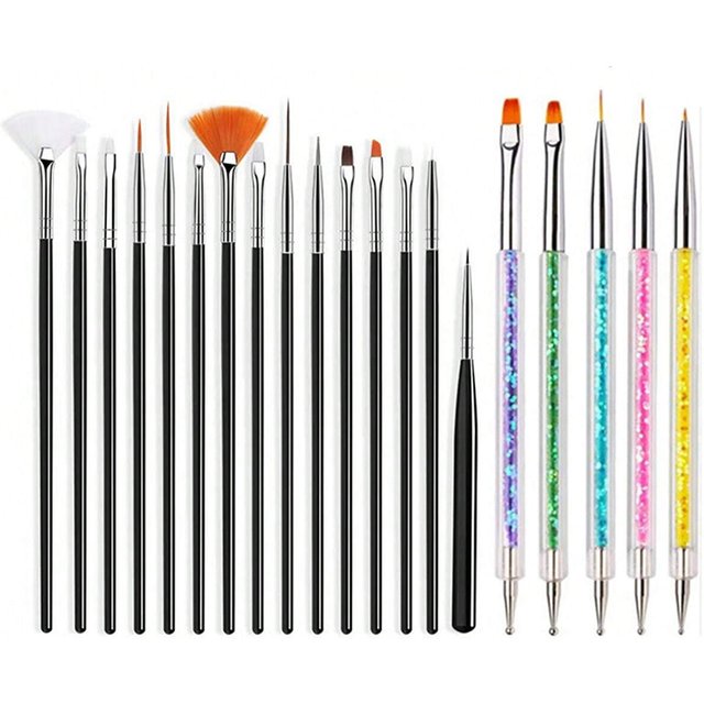 20PCSNail Brushes Set Professional Nail Supplies For Acrylic UV Gel Drawing Dotting Manicure Nail Design Tools Makeup Accessorie