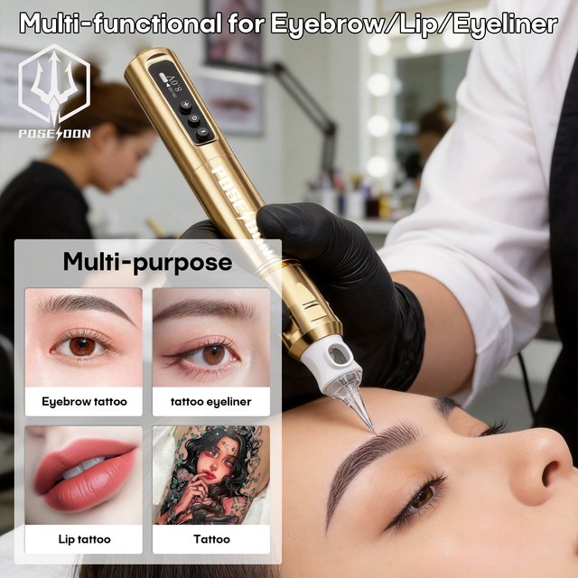 POSEIDON Eyebrow Tattoo Machine 1000MAh Battery Capacity Permanent Makeup Machine 3.6mm Stroke High Quality Permanent Makeup Pen