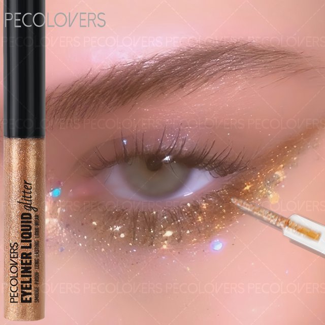 Crayon Eyeliner liquide métallique à paillettes imperméables, maquillage pour les yeux scintillant, résistant aux taches, fard à paupières, pour le maquillage du Festival de musique