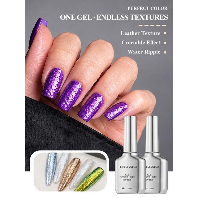 PERFECT COLOR Water Ripple Gel Nail Polish, 16ml One-Coat Textured Top Coat, UV LED Cure, Trendy DIY Nails