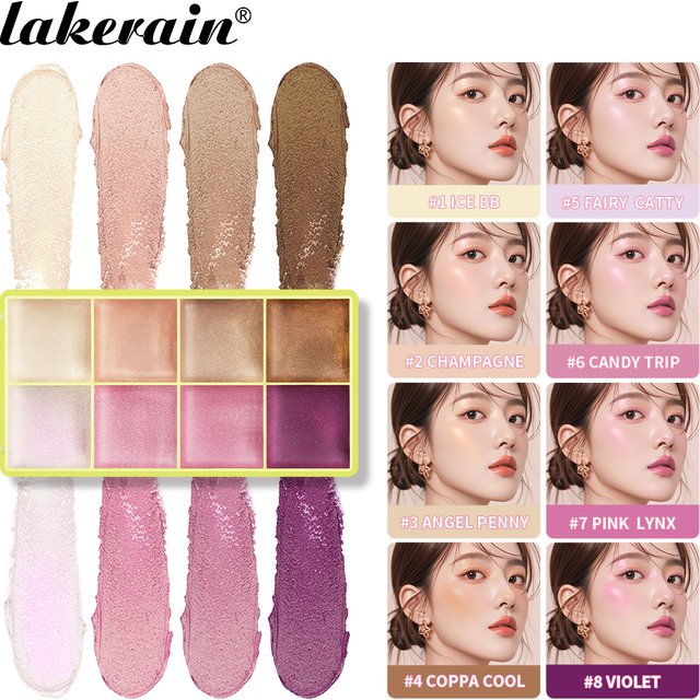 8Colors Highlight/Brow/Blush Palett Enhance Facial Three-dimensional Makeup Shimmer Waterproof Makeup Tool Cosmetic