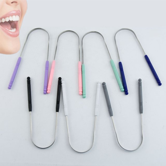 Stainless Steel Tongue Scraper with Comfort Grip Handle - Reusable, Odor-Free Oral Care Tool for Adults tongue cleaner