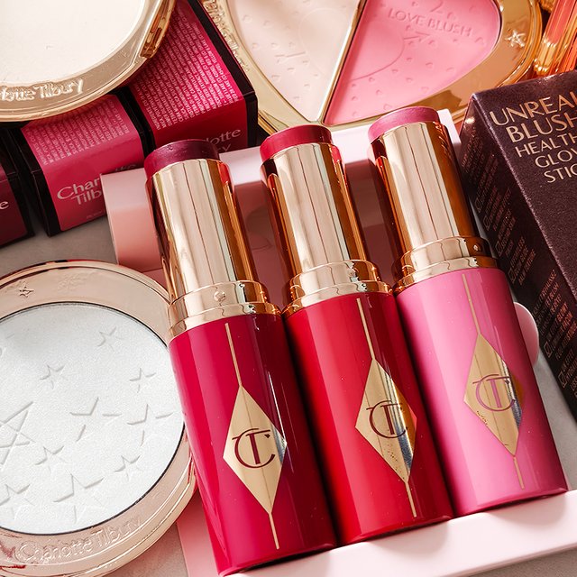 Hot Brand Charlotte Colorful Powder Blusher Stick Fruit Lip Gloss 4 Colors Pink Diamond Gold Tube Lipstick Tilbury Cosmetics