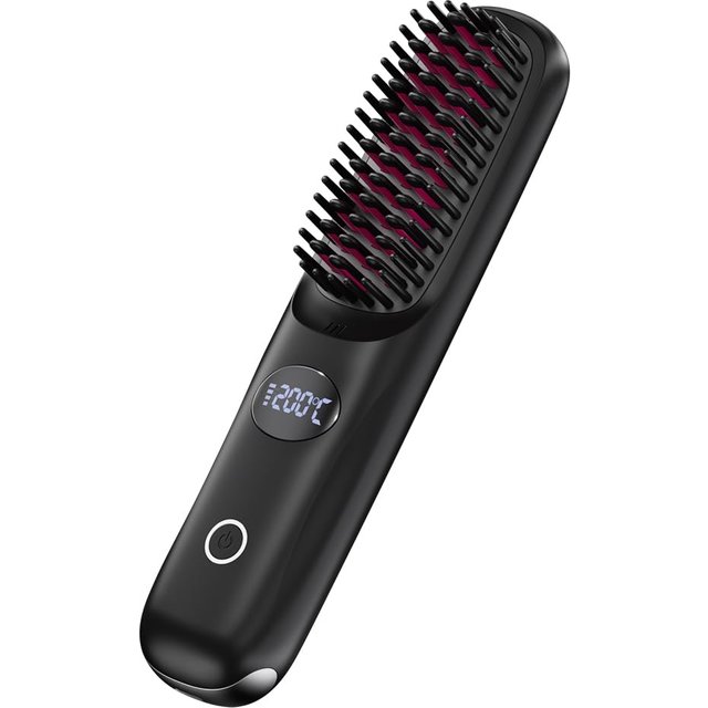 Cordless Hair Straightener Brush Portable Mini Straightening Brush for women Fast Heating Hair for Travel Smooth Frizz Hair
