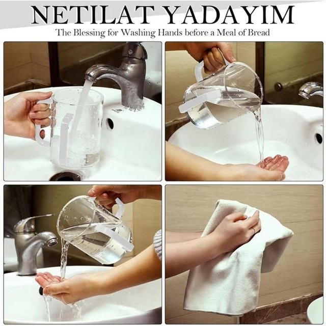 Transparent Netilat Yadayim Cup Thickened Dual Handles Jewish Prayer Wash Cup Acrylic Material Easy Handling Toothbrush Cup