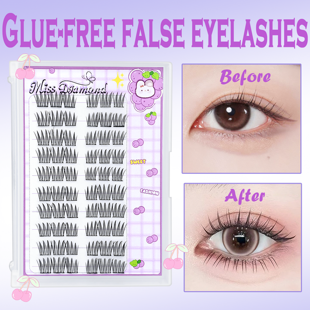 No Glue Needed Idol False Eyelashes Large Capacity 7-9mm Self Adhesive Eyelashes DIY Lash Extension Korean Makeup Cluster Lashes