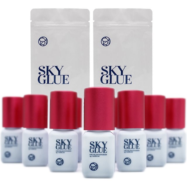 10 Bottles SKY Glue For Eyelash Extension Korea 5ml Black Red Blue Cap Beauty Health Lava Lash Shop Makeup Tools Adhesive