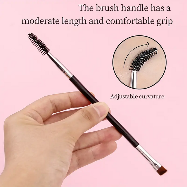 New 2-in-1 Large Double Eyebrow and Eyeliner Brush - Bevel Eyebrow Powder, Spiral Blend and Flat Eye Black Applicator