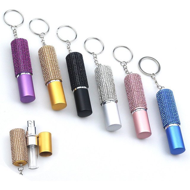 Bouteille de pulvérisation de parfum Portable rechargeable en strass, 5ml, porte-clés, Mini flacon pulvérisateur, recharge de parfum, tête de presse, cadeau Portable