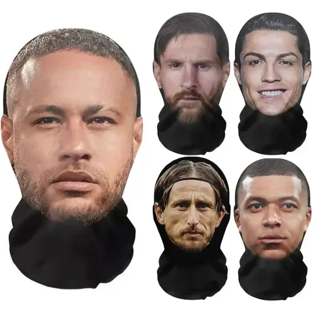 3D Funny Pattern Mesh Face Mask Head Cover Party Cosplay Props UV Protection Shield Neymar Pattern Headwear Novelty Supplies