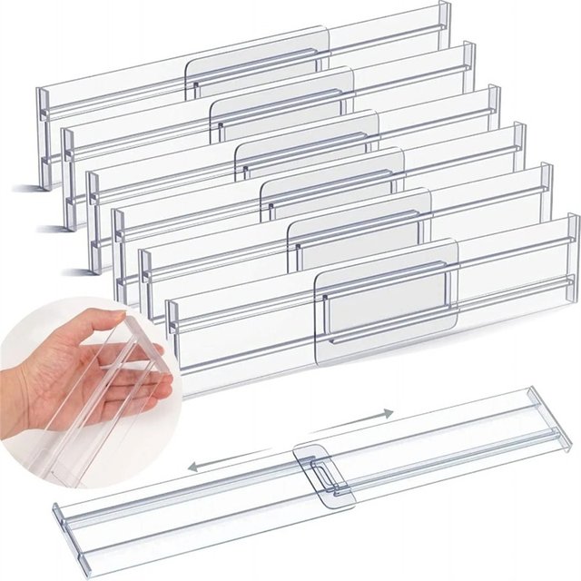 1/4/6pack Drawer Dividers Organizers Adjustable Plastic Drawers Separators for Clothing, Kitchen Utensils and Makeup Office