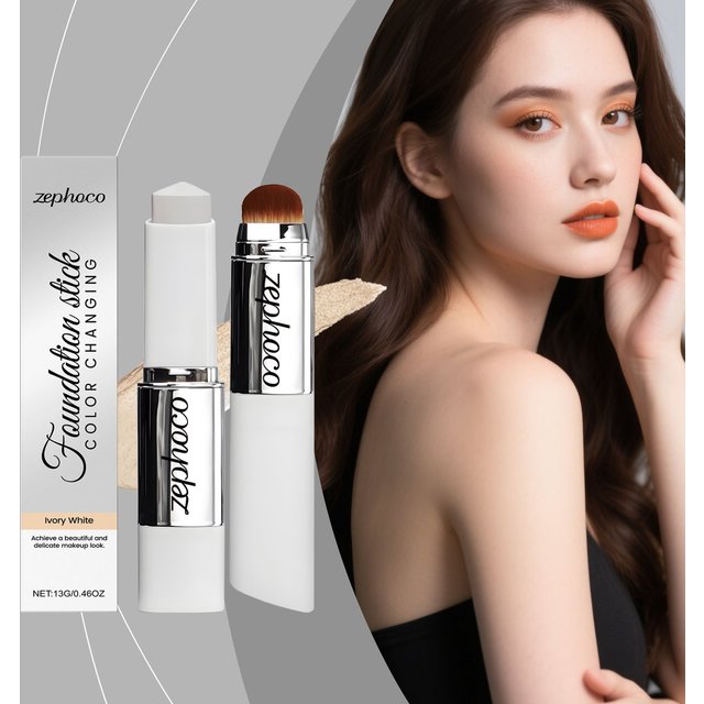 2-in-1 Color-Changing Foundation Stick Liquid Hydrating Matte Concealer Lightweight Moisturizing Brightening Translucent Makeup